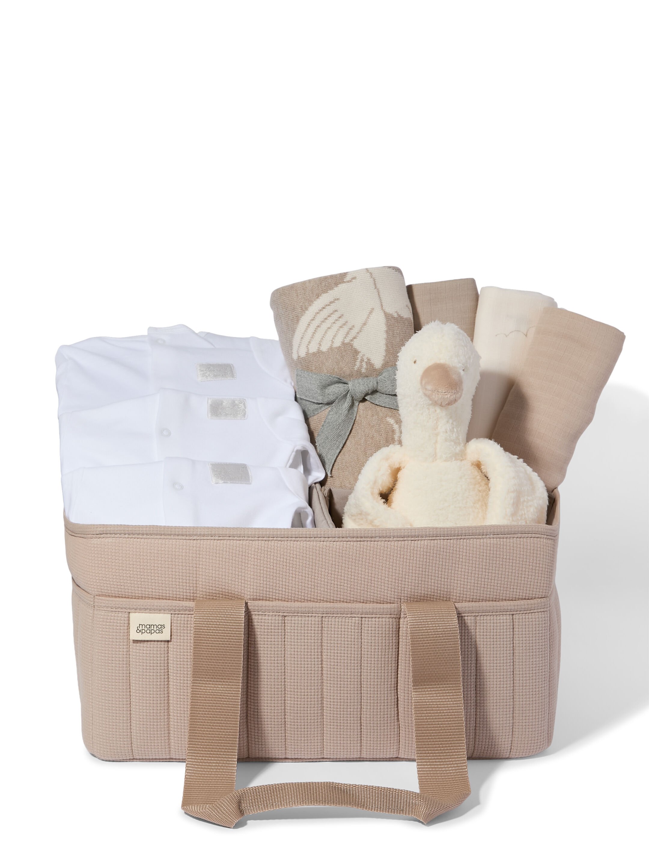 Nappy Caddy 5 Piece Bundle with 3 piece Organic Sleepsuit - Cashmere Waffle